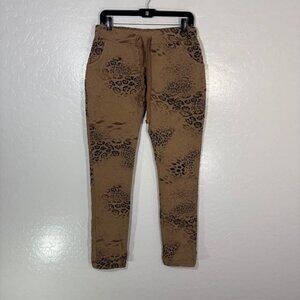Venti6 Pants Womens Medium Brown Animal Print Jogger Elastic Waist Made In Italy